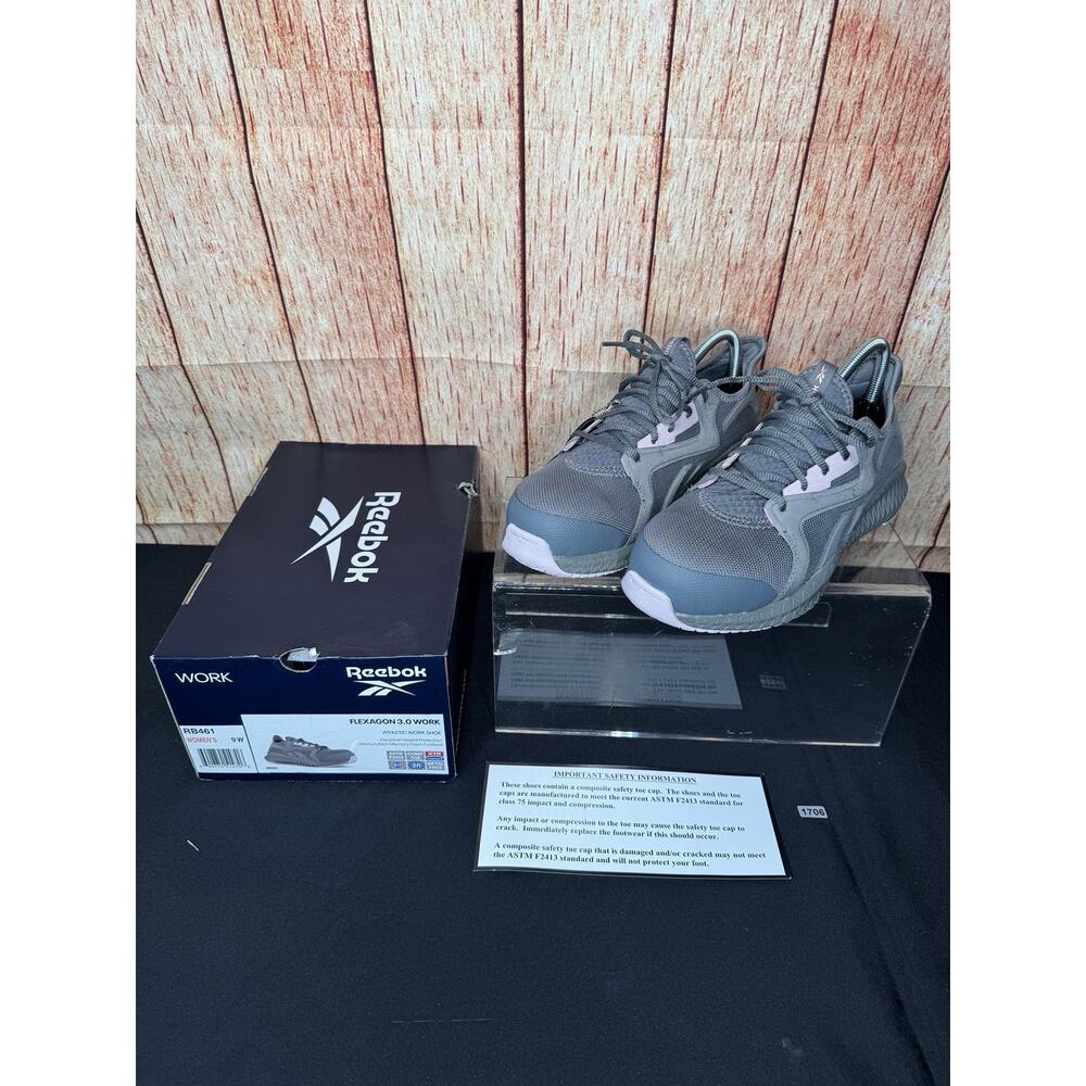 Reebok Womens Flexagon 3.0 Work Gray Safety Shoes Size 9W (5163385)